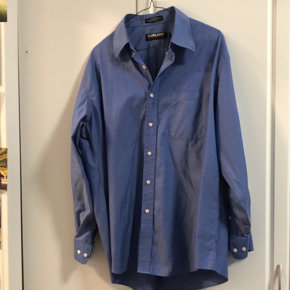 Kirkland Signature Other - Kirkland shirt Mens 33 iridescent blue long sleeve Button up dress shirt EUC